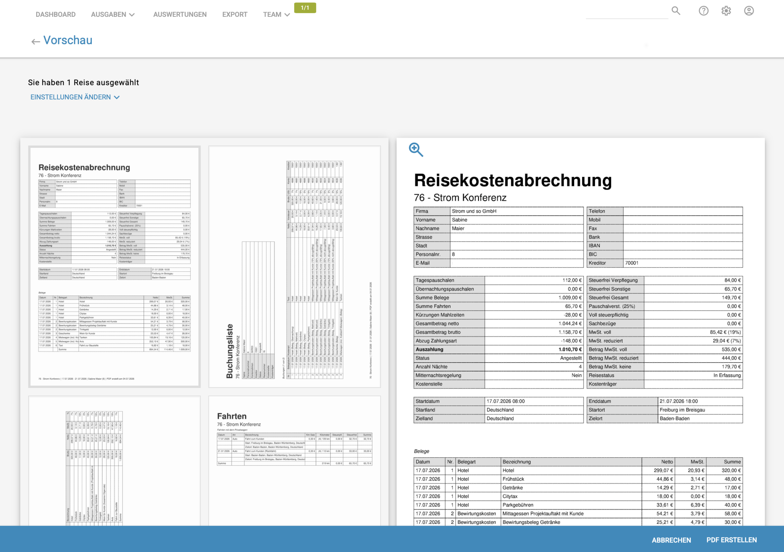 reisekostenabrechnung Reisekostnabrechnung
